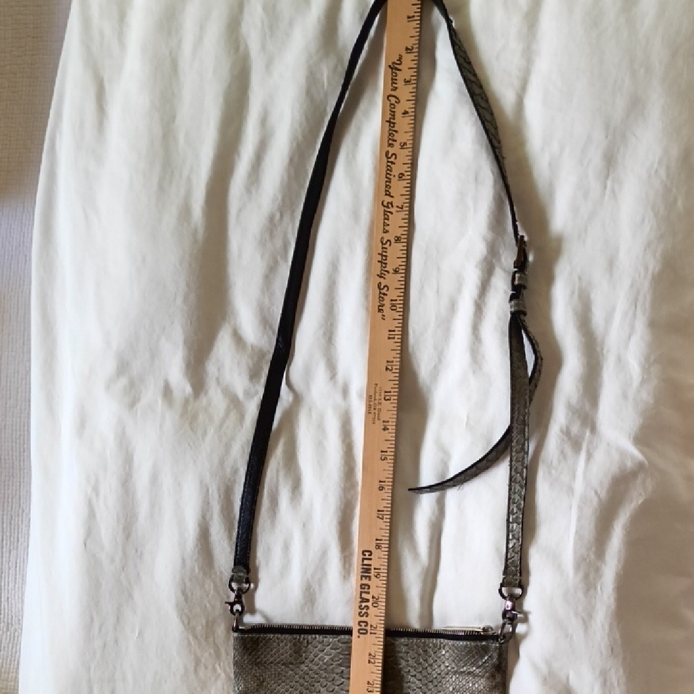 Elisabeth Weinstock Grey Toyko Snakeskin Crossbody Bag / fold over clutch - Picture 11 of 12